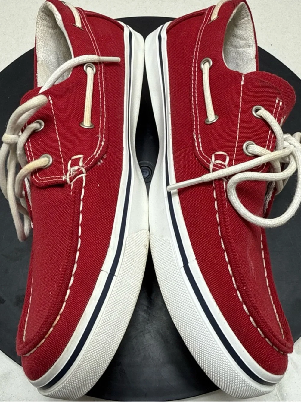 Timberland‎ Men’s Red Canvas Boat Shoes with White Laces